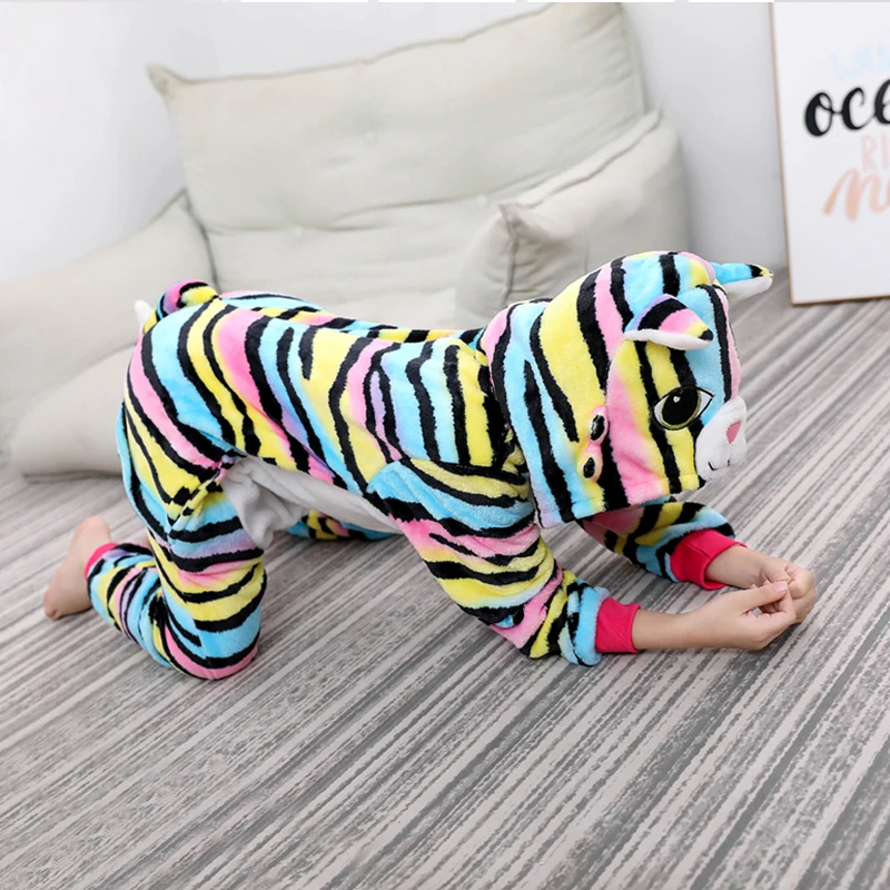 Kigurumi/Детские пижамы для мальчиков и девочек; пижамы с единорогом; фланелевые детские пижамы; костюм для сна с животными; зимние комбинезоны с котом
