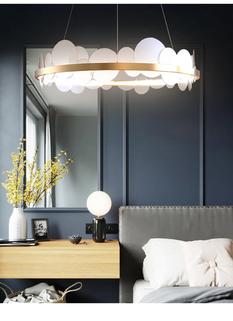Nordic Romantic Circle Clouds LED Chandelier Lighting Home Decor Light Living Room Bedroom Indoor Lights Strong | Лампы и освещение