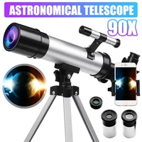 90x astronomical refractive zooming telescope with tripod phone clip hd monocular telescopio for outdoor space spotting scope