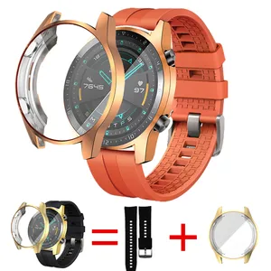 Чехол + пленка + ремешок для huawei watch gt2 46 мм, ТПУ чехол-бампер для защиты экрана, аксессуары для браслета, ремешок для huawei watch gt 2