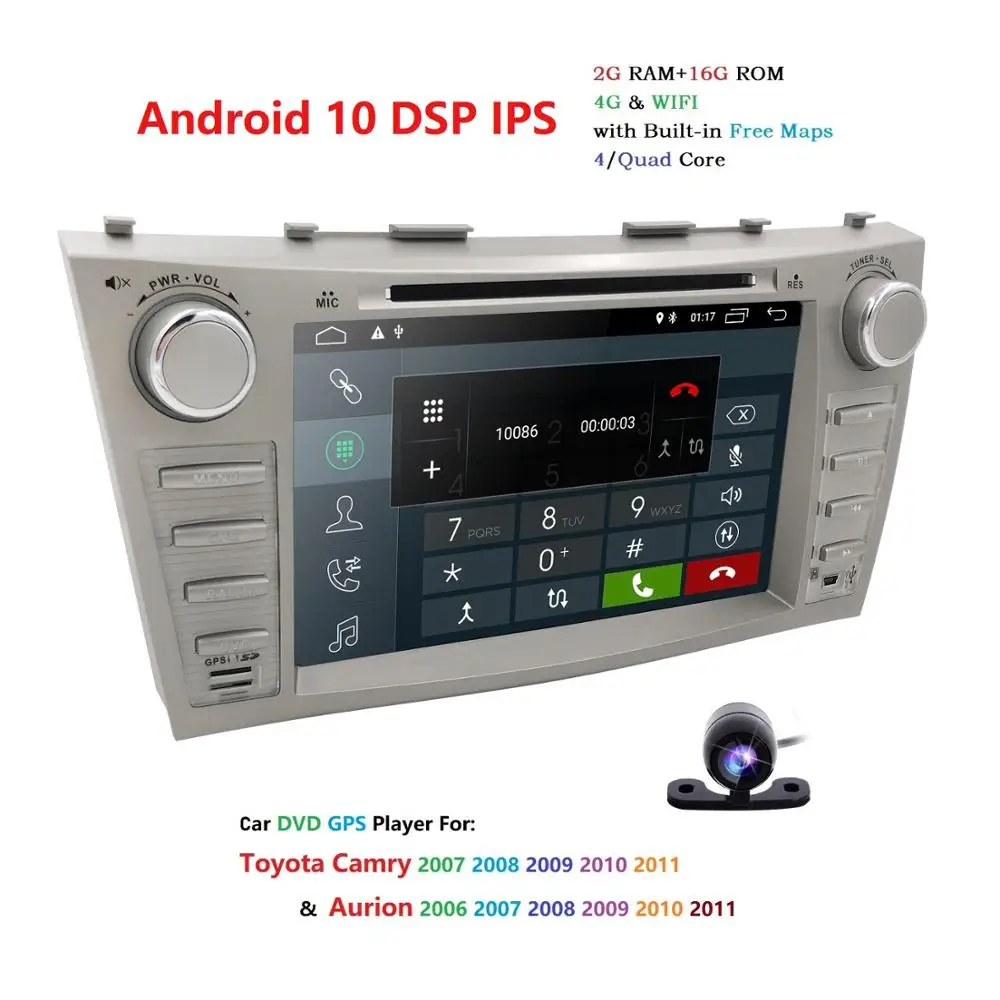 1024*600 2Din четырехъядерный 8 &quotAndroid 10 автомобильный DVD GPS навигация для Toyota Camry 2007 2008