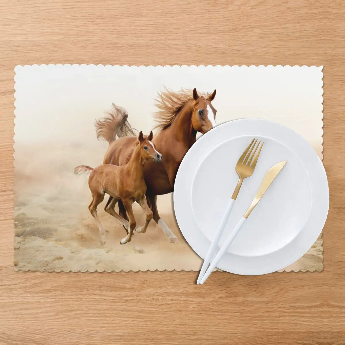 Коврики для стола подставки под стаканы Детская лошадь и его мама кофейных