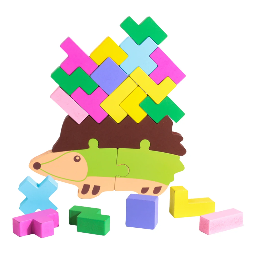 

Деревянная головоломка с животными, обучающие игрушки для сортировки и укладки, игры Монтессори, обучающие игрушки для малышей