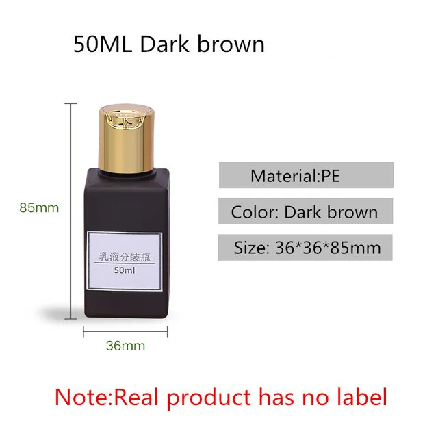 50ML dark brown 3 шт квадратная пластиковая бутылка с золотой крышка с дозаторным диском 50 мл, 100 мл пустая дорожная бутылка для жидкого лосьона жидкая Мода - Цвет: 50ML dark brown