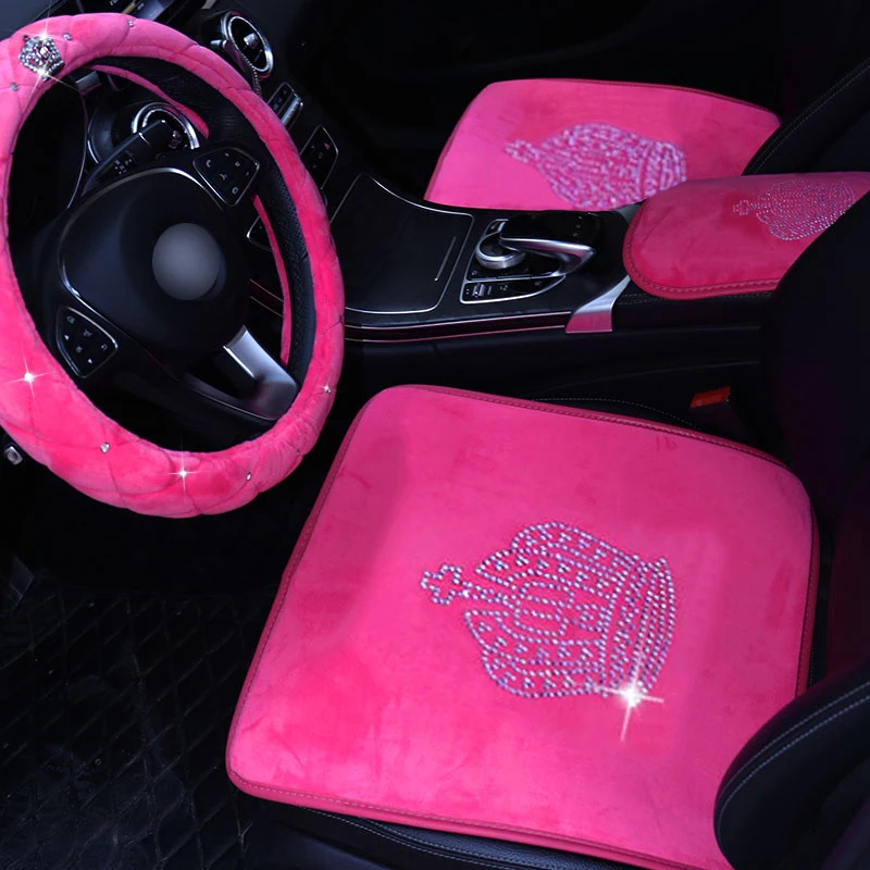 Подушка под шею в виде хрустальной короны для автомобиля розовая подушка