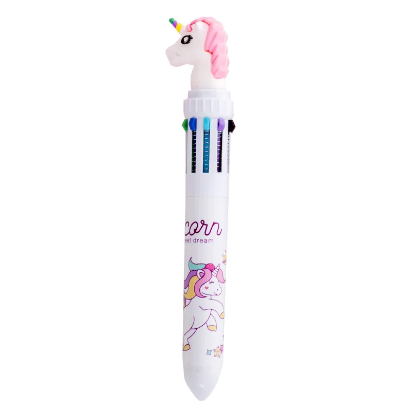 

Multifunction Pressing Bullet Ballpoint Pen Korea Cute Hippo Dinosaur 10 Color Ballpoint Pens Cartoon Students Stationery