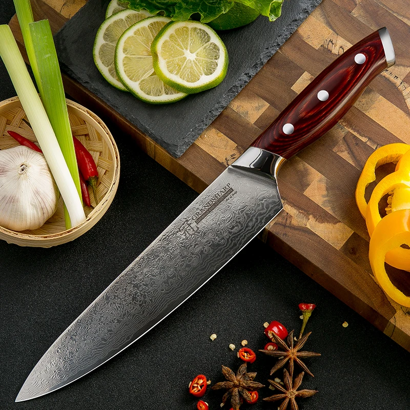 Grandsharp 67 слоев японский дамасский нож шеф-повара 8 дюймов VG-10 лезвие кухонный Pakka
