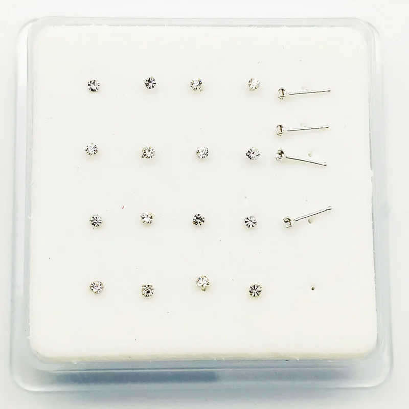 925 пробы серебро штырь носа с 1 8 мм прозрачный кристалл крошечные Сережка для