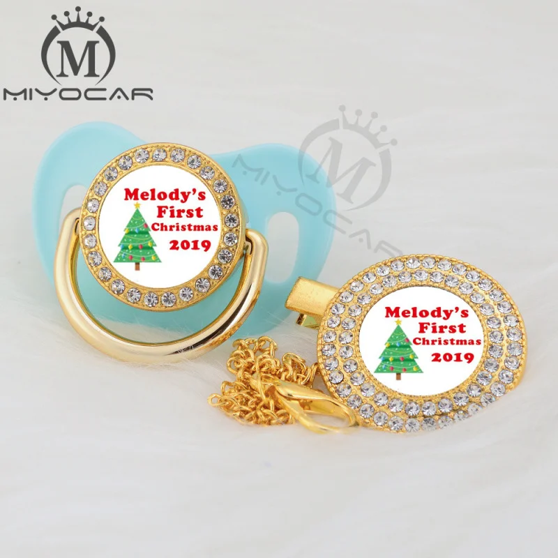 MIYOCAR на заказ любой тест Рождество Золото bling соска и клип черный BPA бесплатно