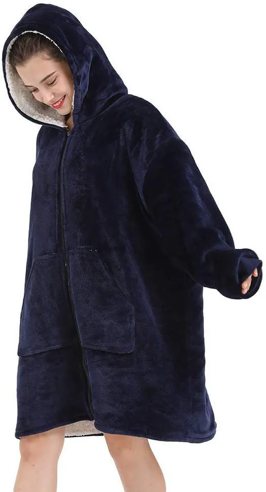 Зимнее теплое одеяло с капюшоном и карманом для телевизора удобное дивана