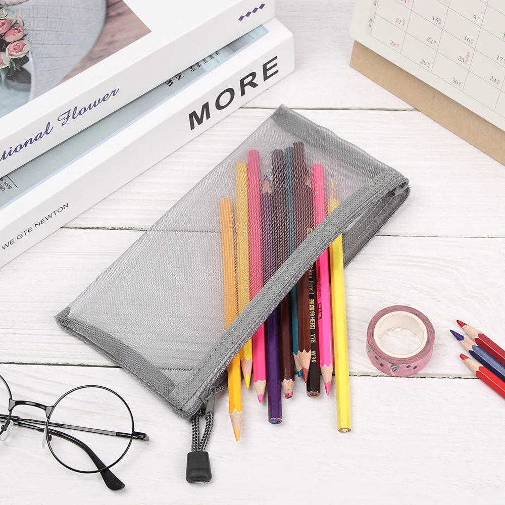 1 шт. ПРОСТАЯ ПРОЗРАЧНАЯ Сетчатая Сумка для документов косметичка на молнии