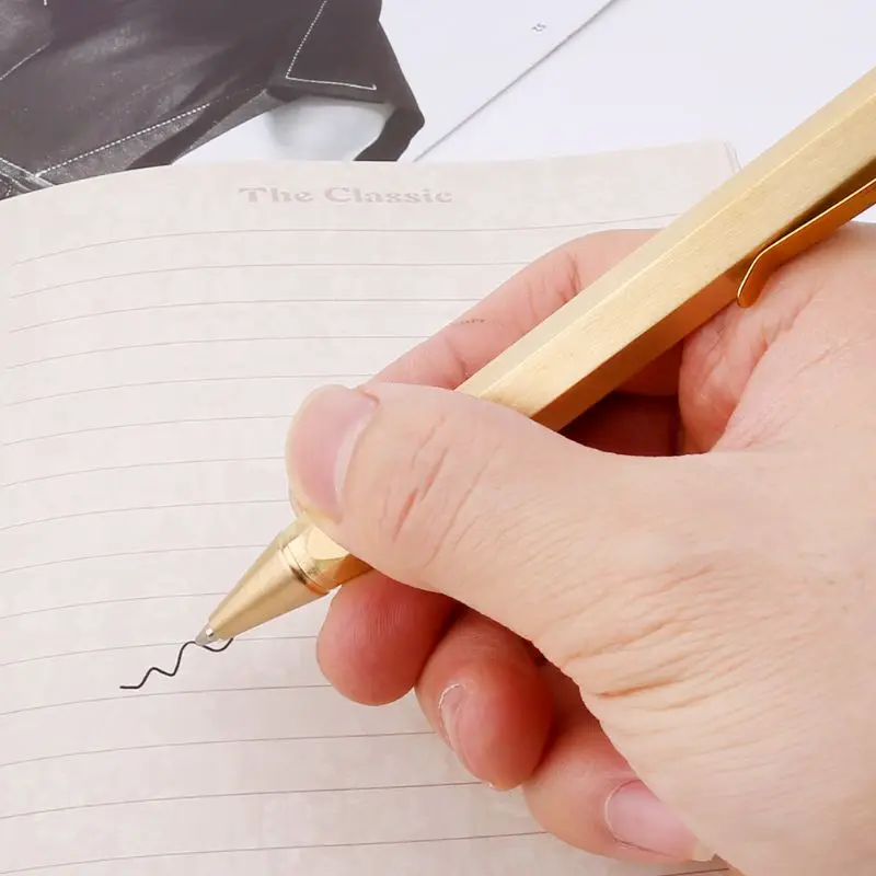 

Durable Hexagon Press Metal Business Ballpoint Pen 0.5mm Nib Office School Supplies Student Gifts G92E