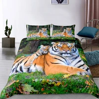 3d bedding set tiger printed duvet cover set microfiber polyester bedding wild animal quilt cover bedroom bedspread 14 size