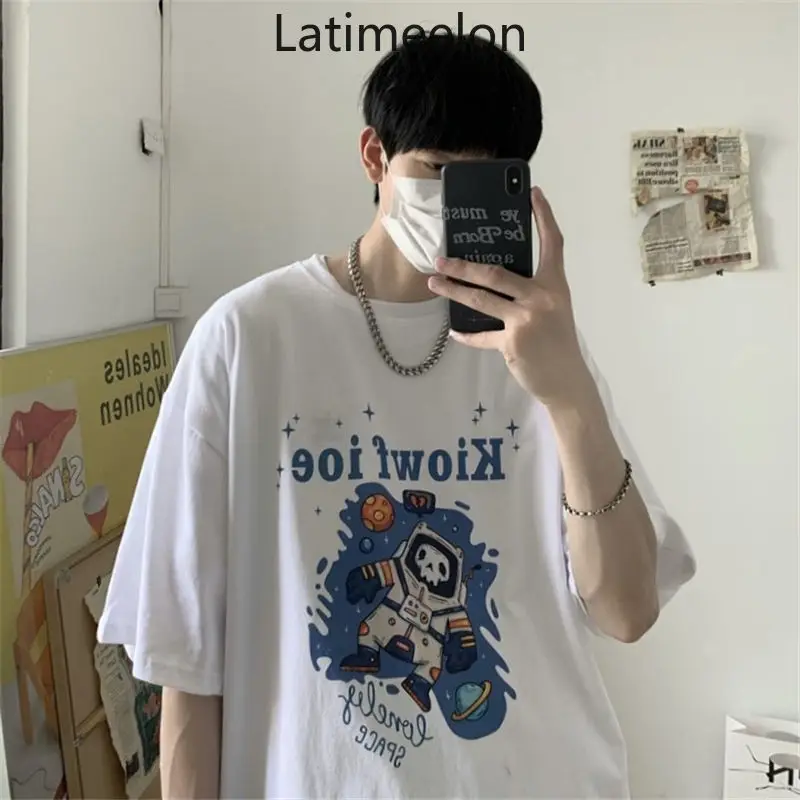 

Summer Printed Short-sleeved T-shirt Male Students Loose Animation Pure Cotton Short-sleeved Male Trend All-match Shirt Male Y2k