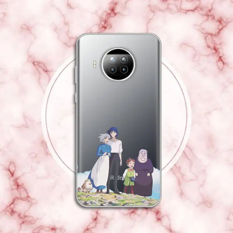 

Halley's moving castle anime art painting luxury protective Phone Case Transparent for Xiaomi Redmi note 10 t 8 9 pro lite 11