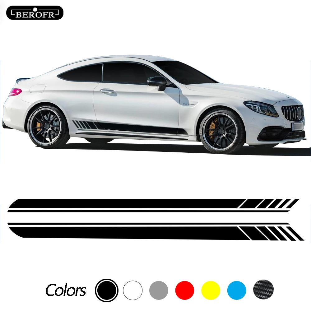

Car Door Side Skirt Stripe Decal Stickers For Mercedes Benz C class W205 W204 C180 C200 C250 C300 C63 Coupe AMG Accessories 2Pcs