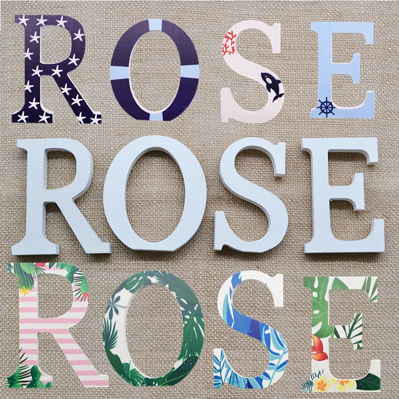 

White Printed Wooden Letter English Alphabet DIY Personalised Name Design Art Craft Free Standing Wedding Birthday Home Decor