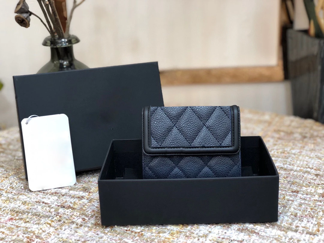 

Классические высококачественные роскошные женские кошельки под заказ с названием бренда, держатели для карт с воловьей икрой, модные повсе...