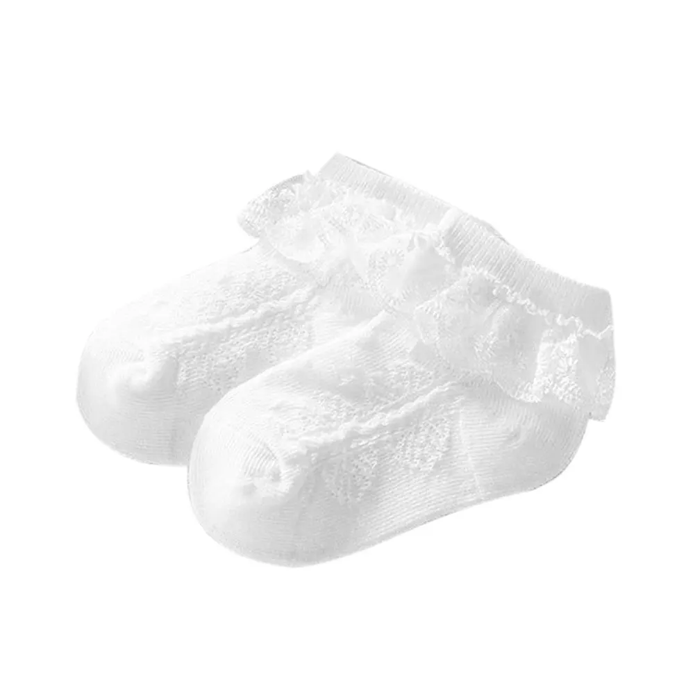 Милые кружевные хлопковые носки-башмачки для маленьких девочек карамельные