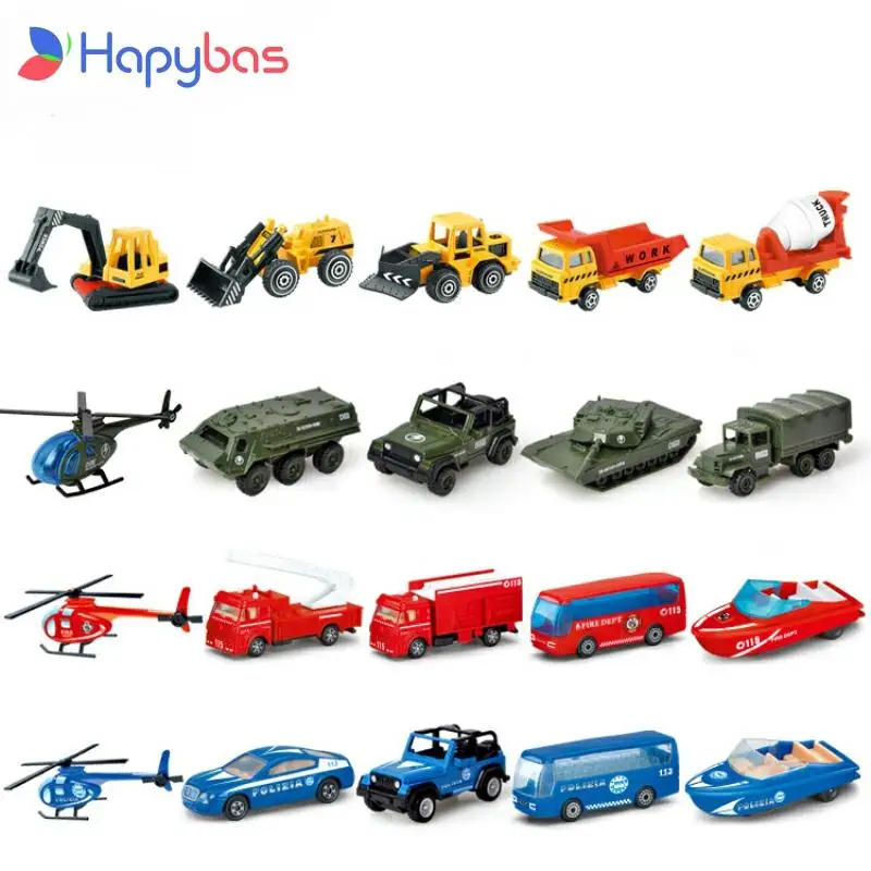 

Children's Toy Sliding Alloy Car 5 Combination Set Model Engineering Excavator Boy Hot Sale Gift Bus Helicopter Sports Car Toy