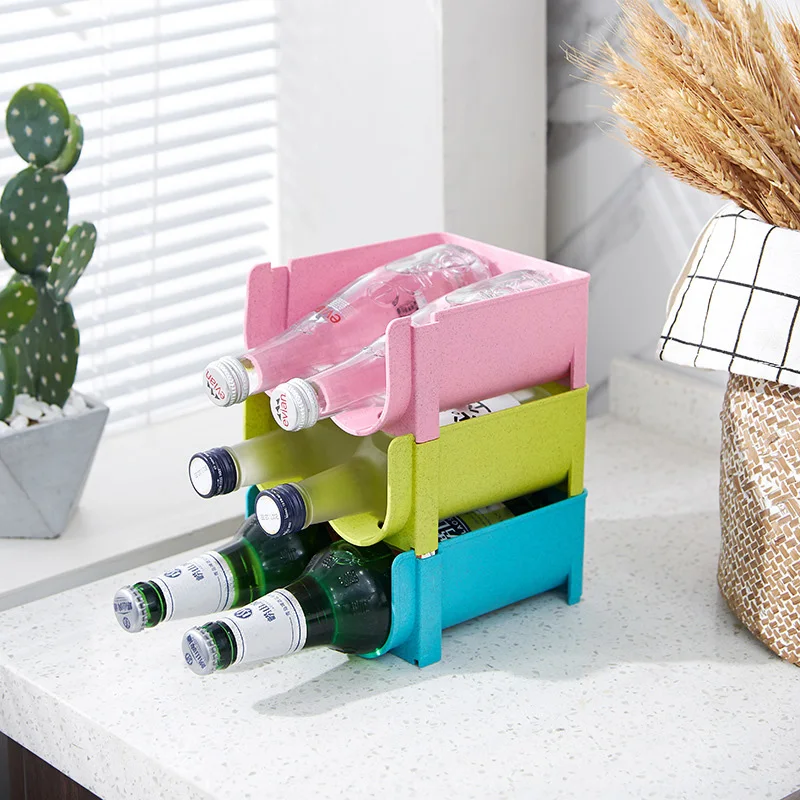 

Red Wine Rack Beer Bottle Holder Refrigerator Storage Basket Box Home Kitchen Can Beverage Organizer Tool Home Table Decoration