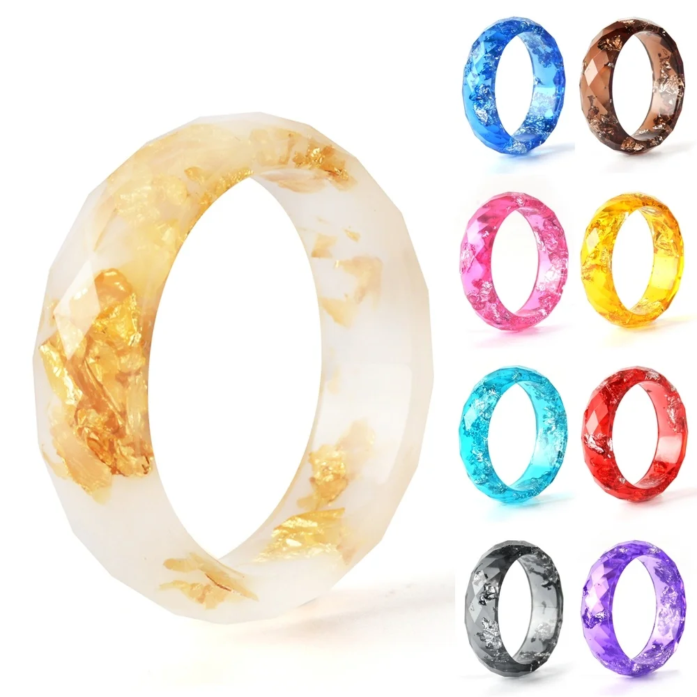 10 Colors Foil Paper Inside Epoxy Resin Rings for Women Handmade Dried Flower Ring Gift of Friendship Handmade Ring