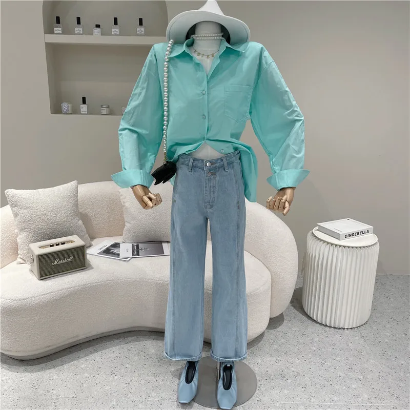 

Niche Design Women's Spring 2021 Fashion High Waist Wide Leg Jeans