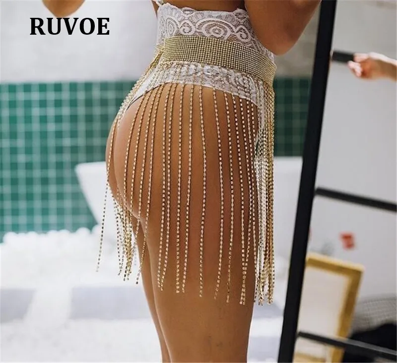

Crystal diamond Tassel Skirt Women 2019 Summer Sexy Skirt Female Shining Metal Chain NightClub Beach Mini Skirt YX-103