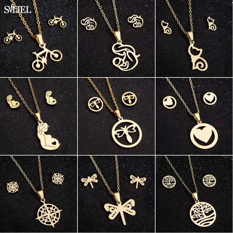 Женский ювелирный набор Smjel Collier кулон для мамы из нержавеющей стали с золотой