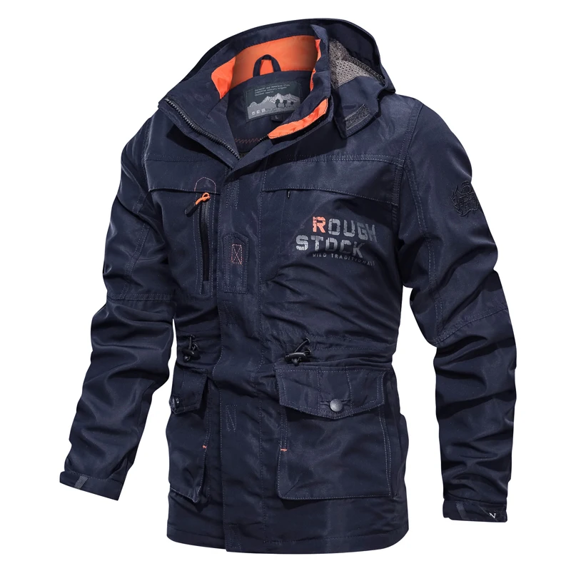 

Mens Tactical Jacket Autumn Quick Dry Military Coat Male Multi Pockets Hooded Windbreaker Waterproof Bomber Jacket Plus Size 4XL