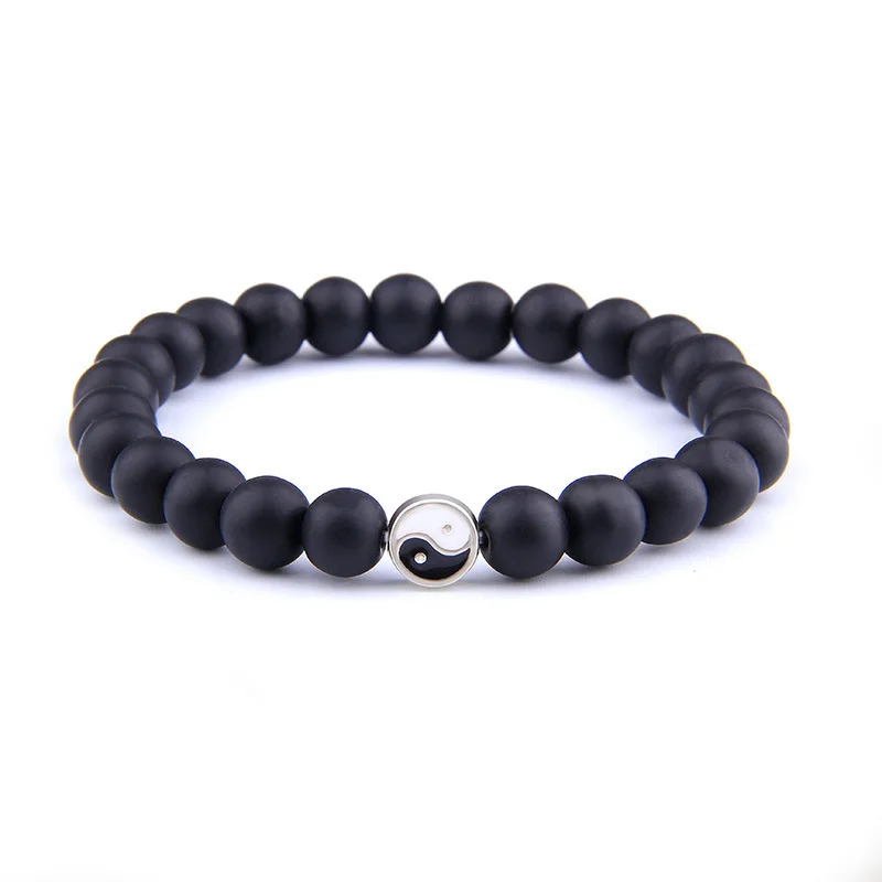 

Classic Natural Stone Black and White Yin Yang Tai Chi Handmade Beaded Bracelet Men and Women Beach Leisure Best Gift