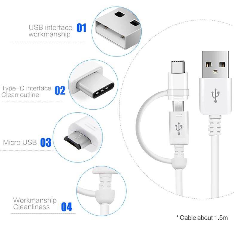 Кабель Samsung 2 в 1 с Micro USB Type-C для быстрой синхронизации данных кабель Galaxy S21 S20 Ultra S10