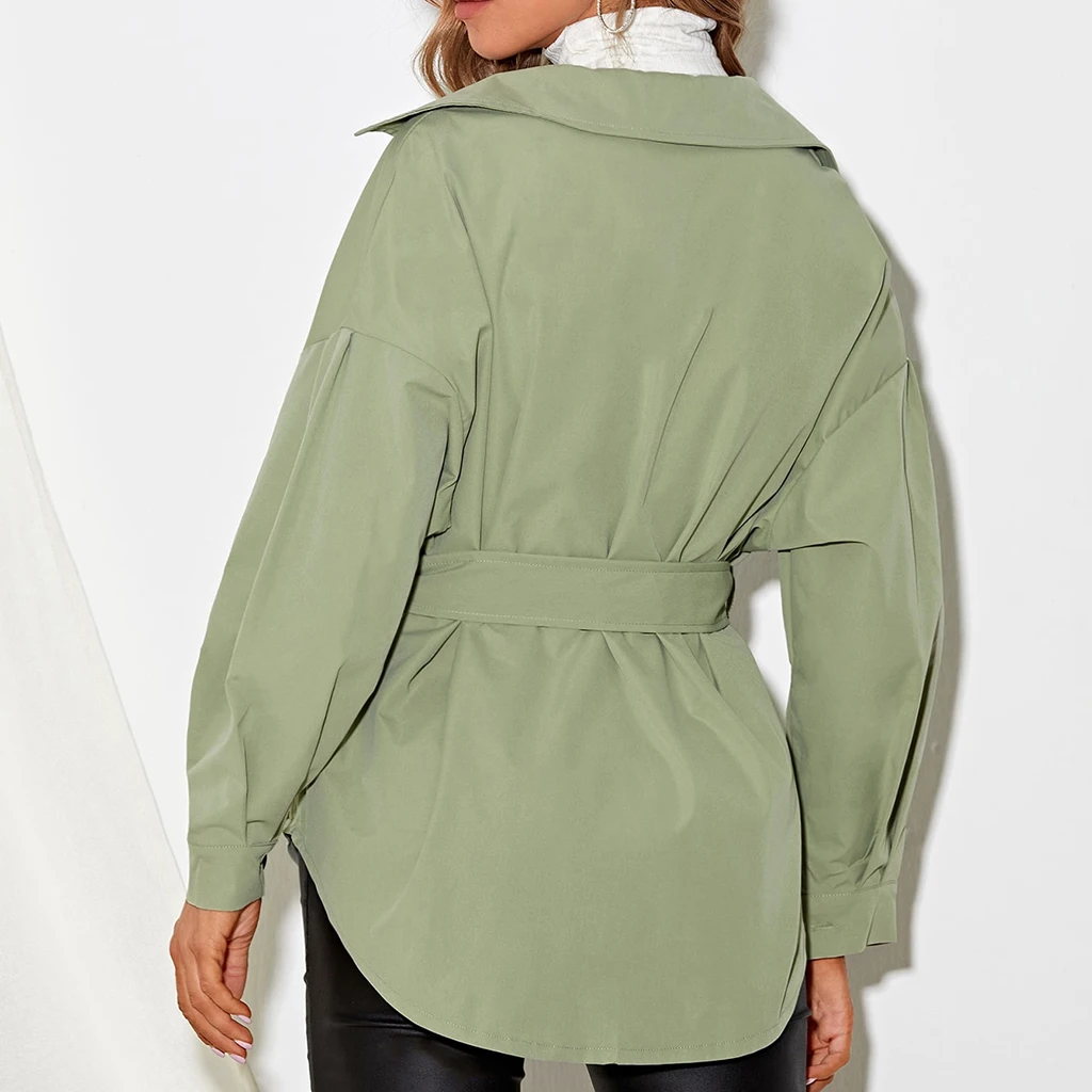 

2021 Spring Autumn Women Jacket Fashion New Coat Han Fan Loose Women's Waist Jacket Small Middle Tooling Windbreaker