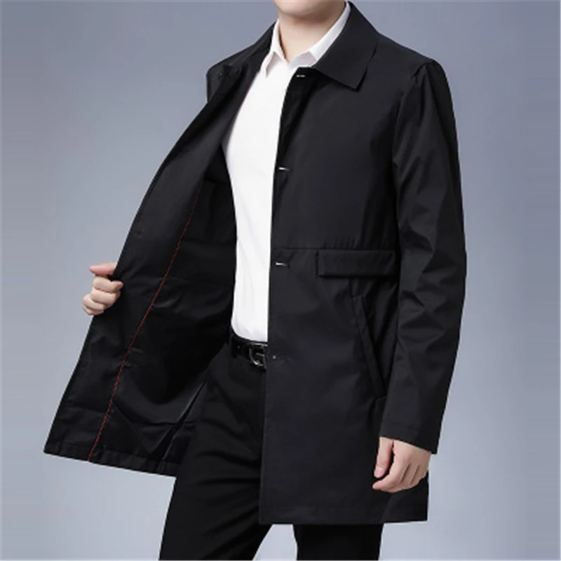 

2020 Mens Windbreaker Long Coat Casual Loose Design Solid Trench Men Korean Style Fashion Male Jackets Fall Spring Outwear