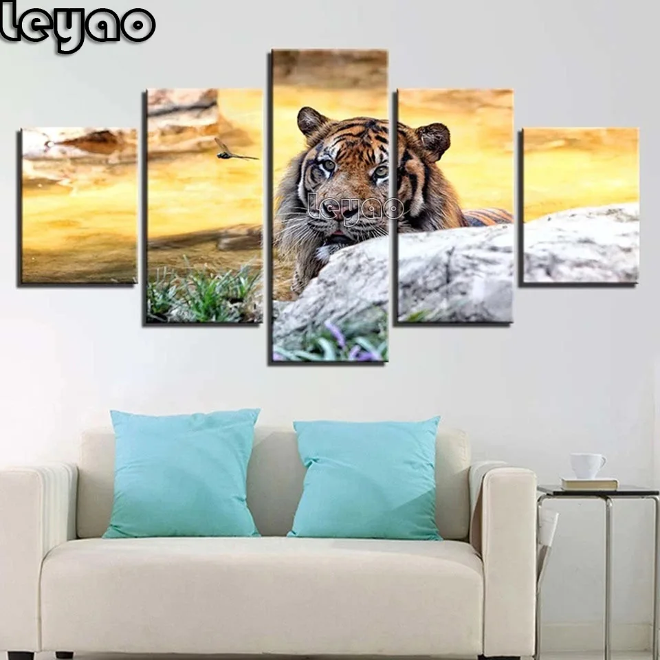 Majestic Tiger 5 шт мульти панель 5d diy Алмазная картина крестиком алмазные Пазлы вышивка