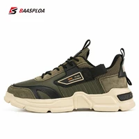 baasploa 2021 autumn men leather sports shoes fashion running shoes breathable casual non slip sneaker waterproof tenis shoes