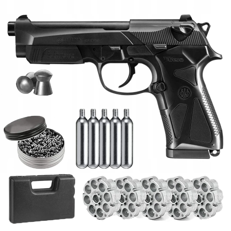 

Пистолет BERETTA 90TVO +, пулевой преобразователь, пять 2 Co2 пули и упаковка свинцовых гранул 500 карат, Классический домашний декор, металлический н...