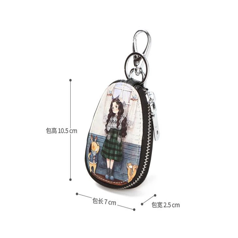

5 Colors Painted Design Women Girls Key Bag PU Leather Key Wallets Housekeepers Car Key Holder Case Gigh Quality Keychain Pouch