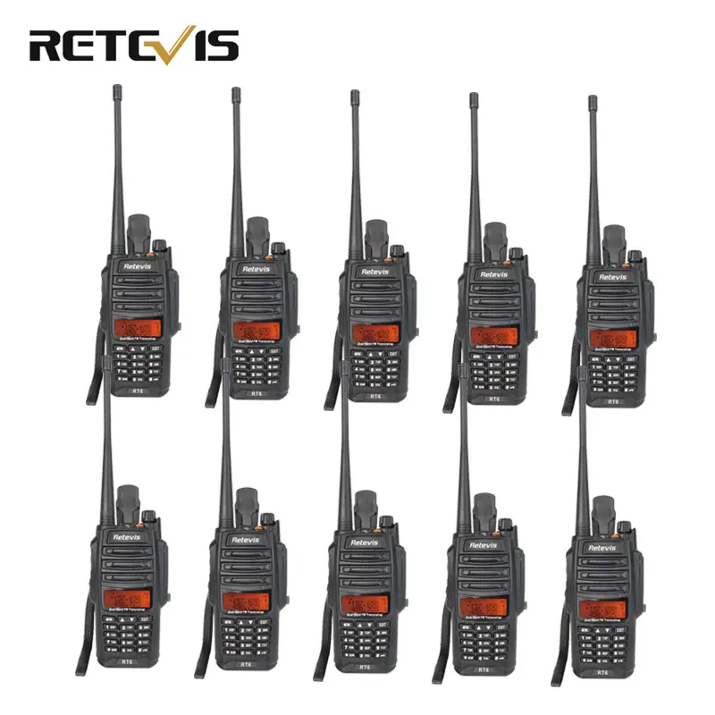 Портативная рация Retevis RT6 IP67 10 шт. водонепроницаемая 5/3/1 Вт радиостанция VOX FM