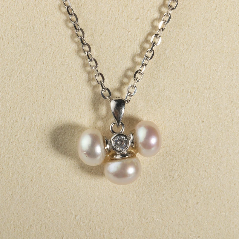 

3pcs-Pendant Genuine Freshwater Pearl Necklace