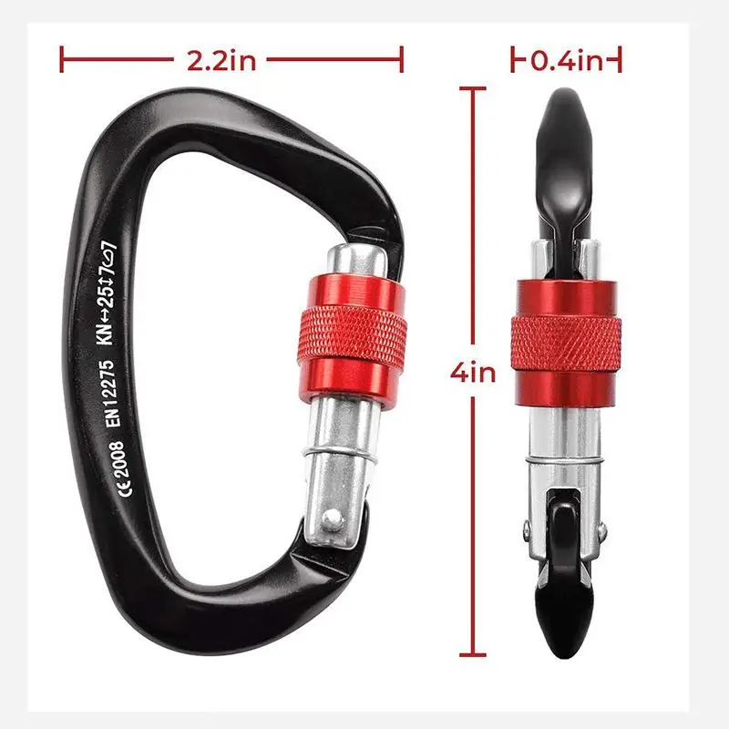 

D Shape Climbing Carabiner Aviation Aluminum 25KN Safety Protection Lock Outdoor Clip Hook Climb Mountaineering Accessories