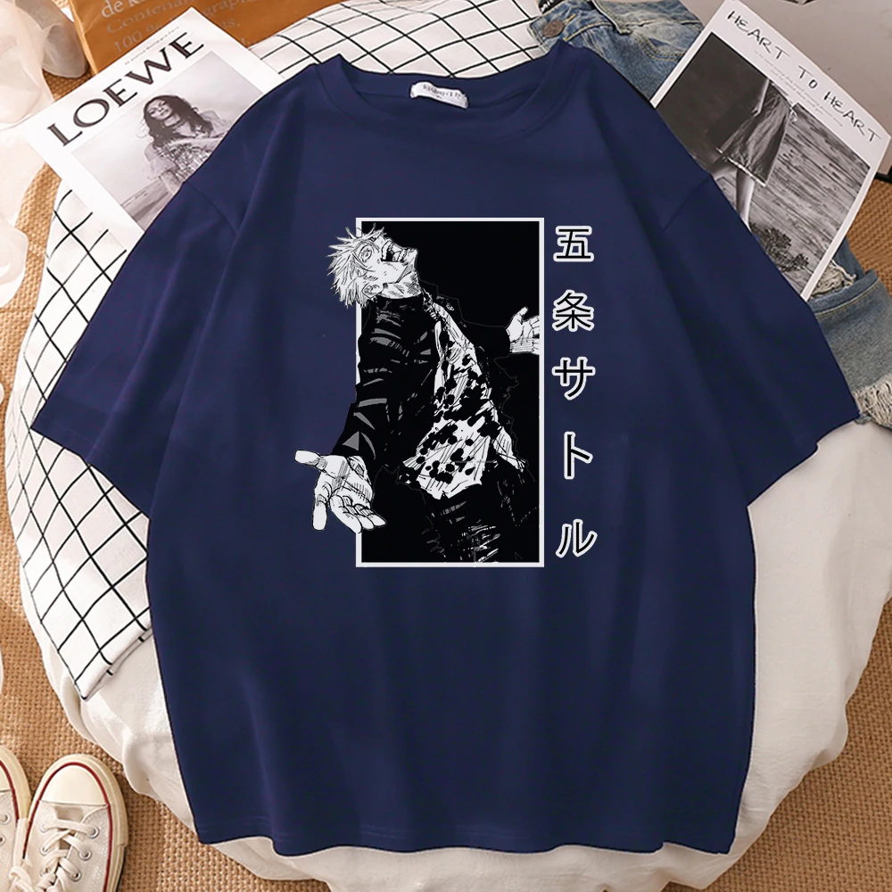 

2021 Summer Anime T-Shirts Men Jujutsu Kaisen Gojo Satoru Tee Shirt Funny Print Male T Shirt Hip Hop Harajuku Short Sleeve Tops