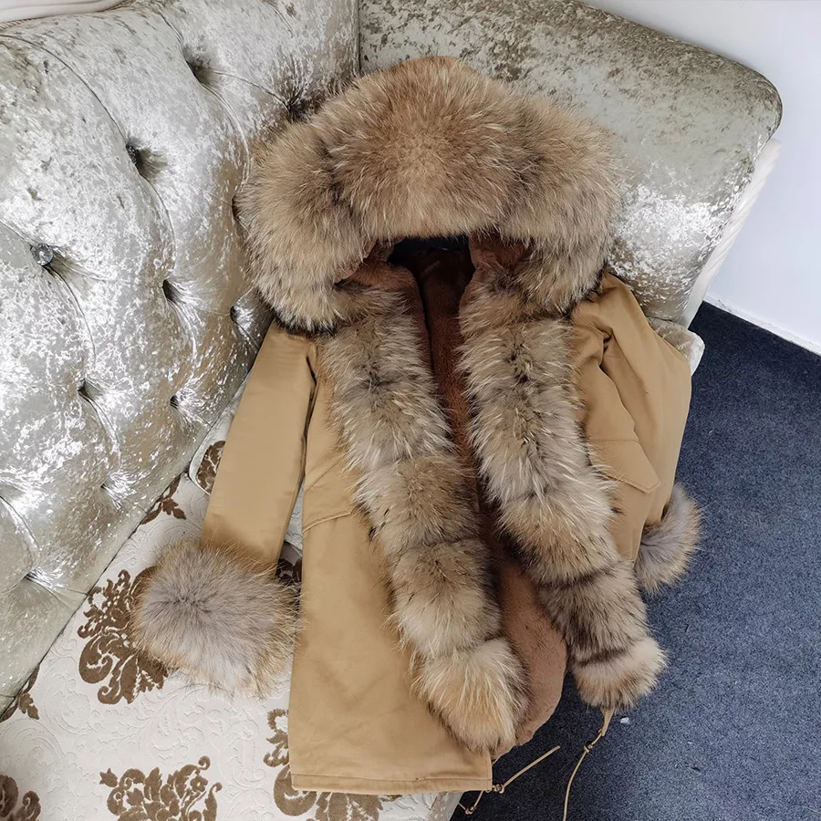 2024 MAOMAOKONG модное женское пальто с воротником из натурального лисьего меха зимняя