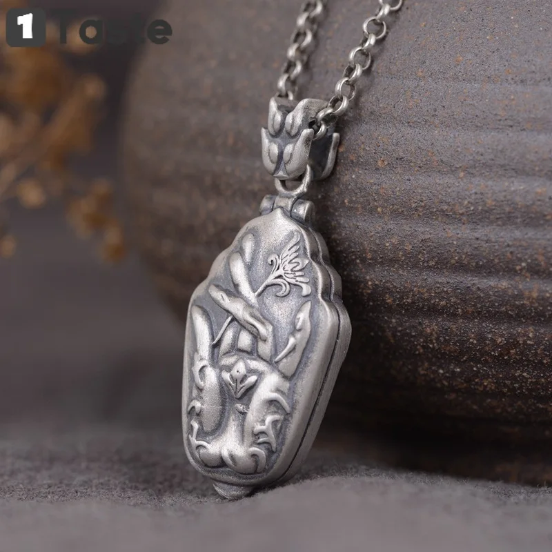 Один вкус 925 стерлингового серебра ручной лотоса медальон Открывающийся кулон