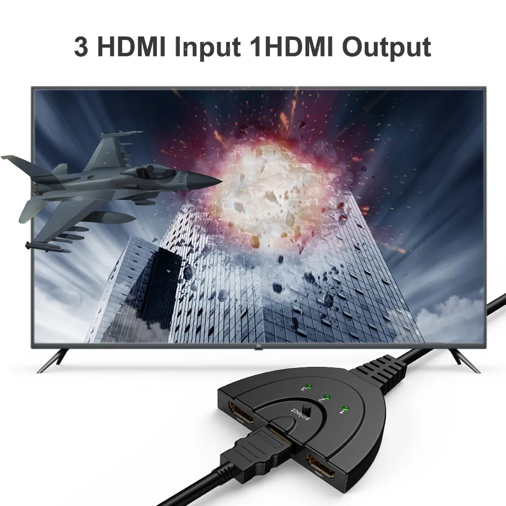 HDMI совместимый Коммутатор концентратор с 3 портами 1080P 3D коммутатор разделитель