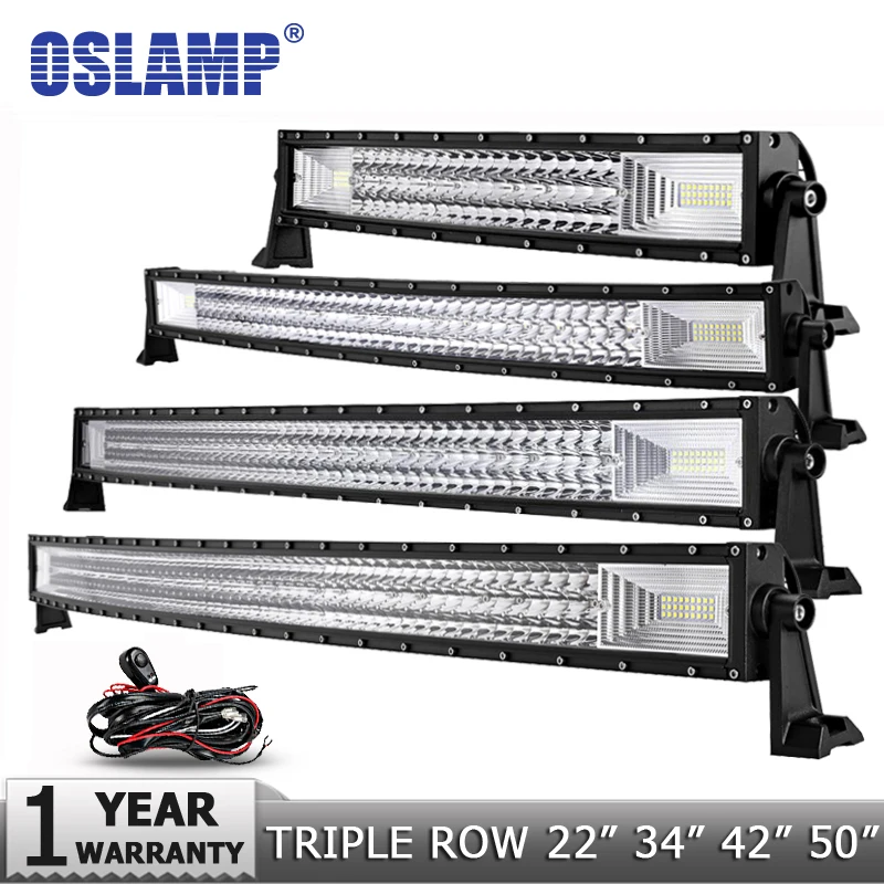 Oslamp 3 ряд 5 &quot12&quot 16 &quot20&quot 22 &quot23&quot 34 &quot42&quot 52 &quotИзогнутые свет бар offroad LED место