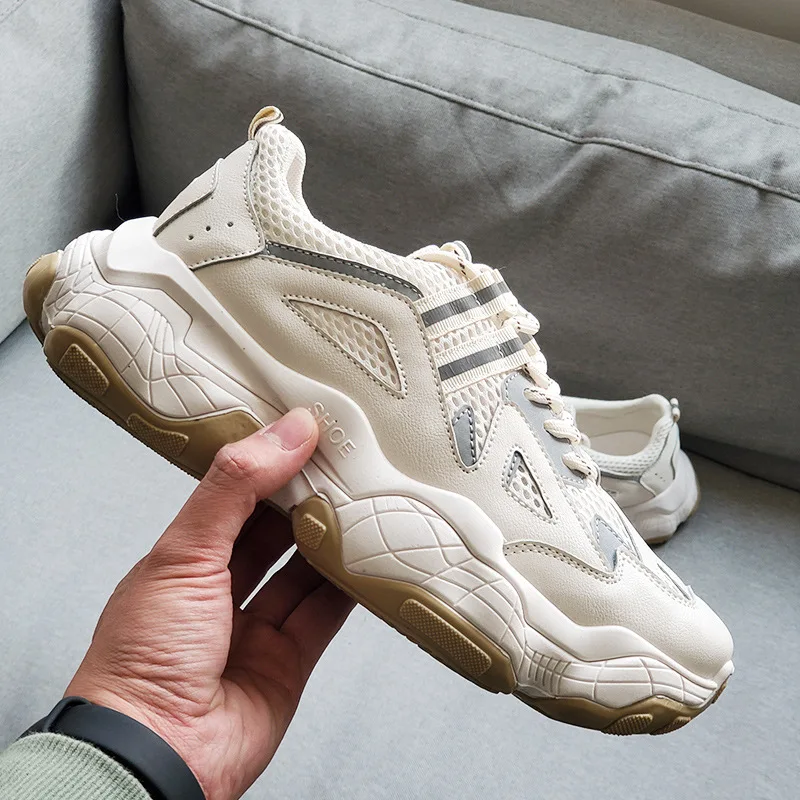 Новинка Повседневная обувь Мужские кроссовки на массивной платформе Дышащая