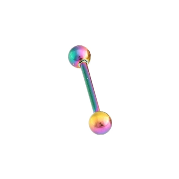 Ranbow 1PCs Stainless Steel Tongue Piercing Septum Industrial Barbell Earrings Ball Tongue Rings Body Piercing Fashion Jewelry 4 Colors - Окраска металла: Ranbow