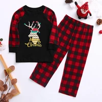 christmas children kids print blouse tops and pants xmas family clothes pajamas family clothes costume family matching outfits