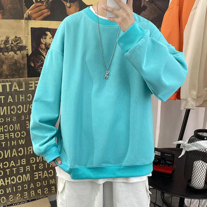 Свитшот мужской свободный с круглым вырезом черный бежевый розовый | Мужская